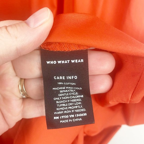 NWT WHO WHAT WEAR Dress Tiered Orange Flutter Short Sleeve A-line Midi Dress M - Picture 12 of 15